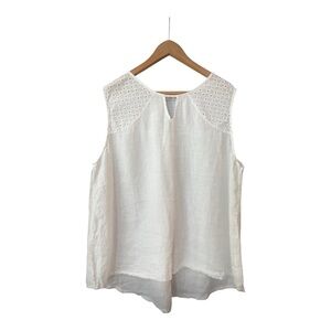 Terzo Millennio Made in Italy White Linen Sleeveless Tunic Top Size 3X